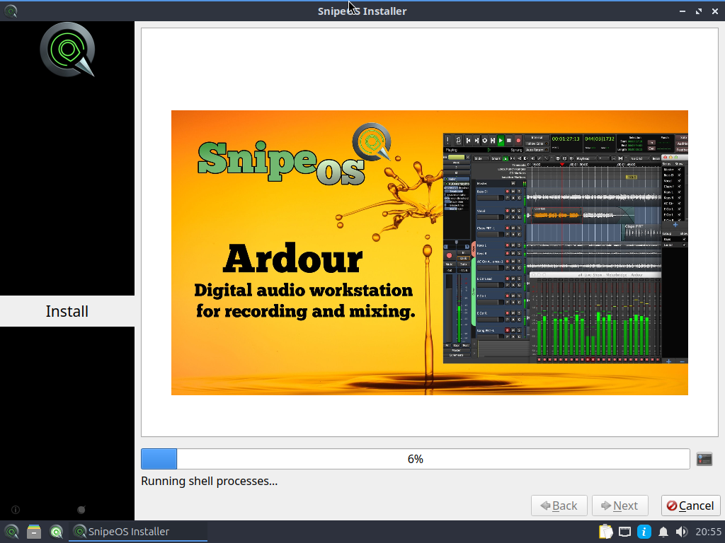 Ardour in the SnipeOS installer slideshow