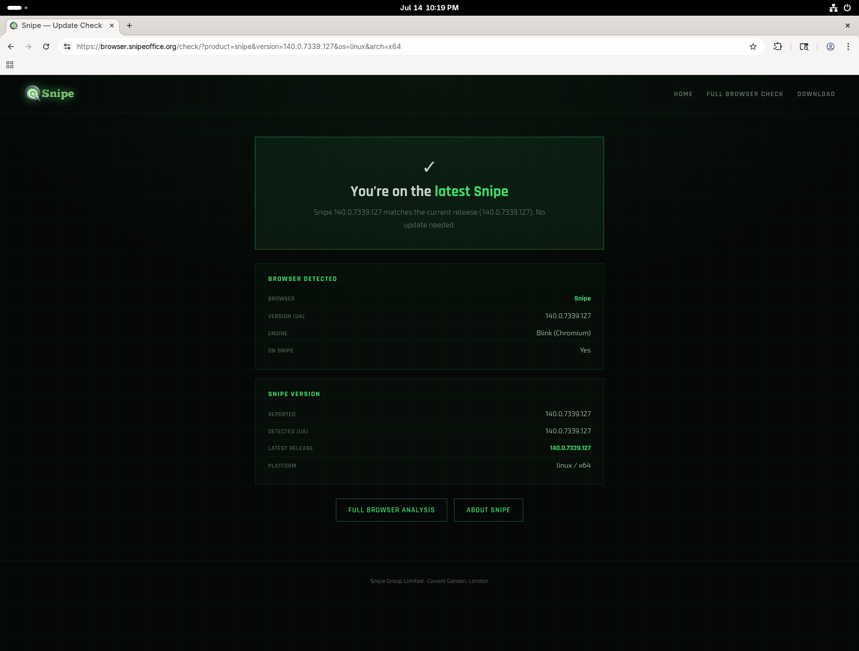 Snipe update check on openSUSE Leap 16