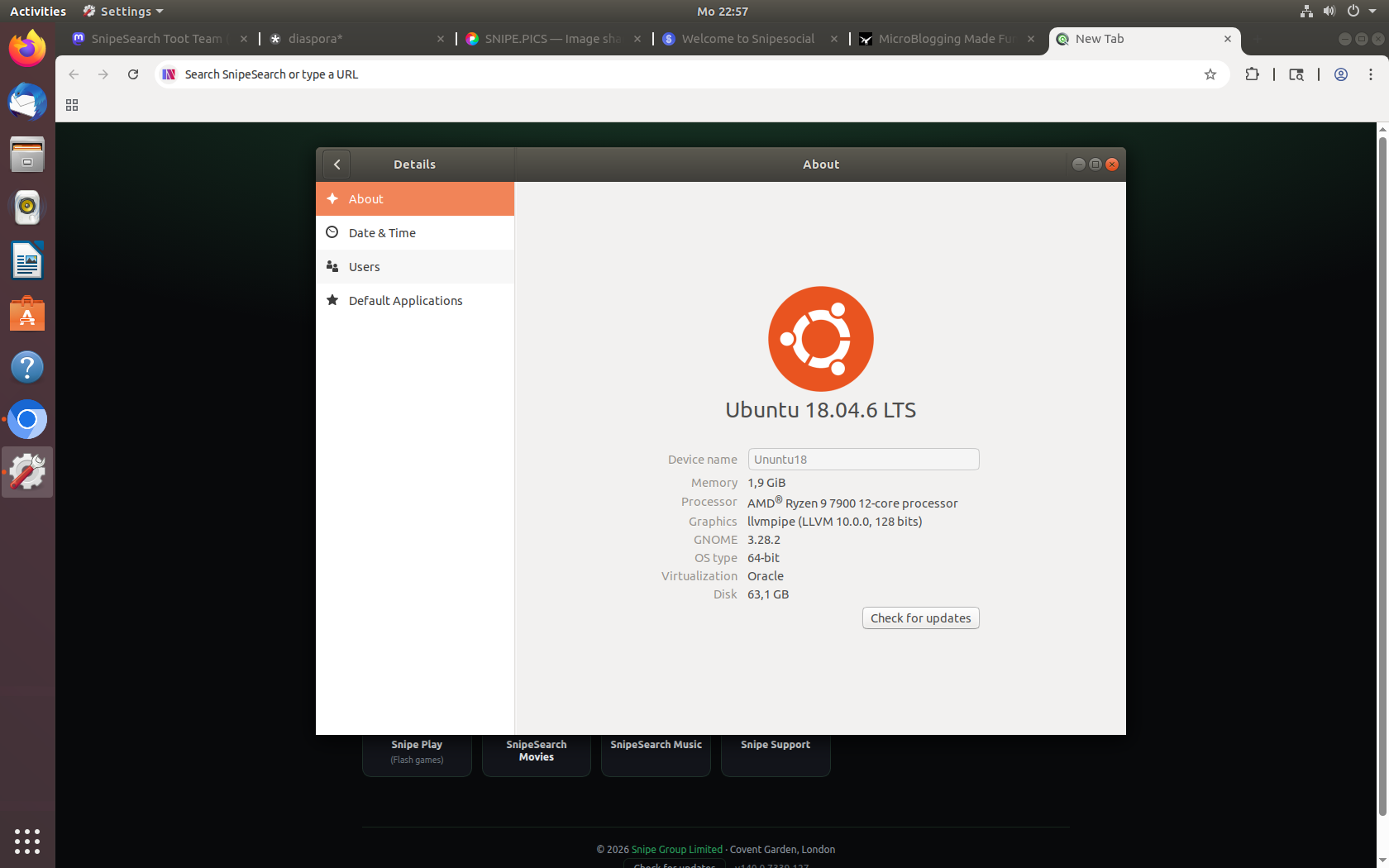 Snipe new tab on Ubuntu 18.04.6 LTS