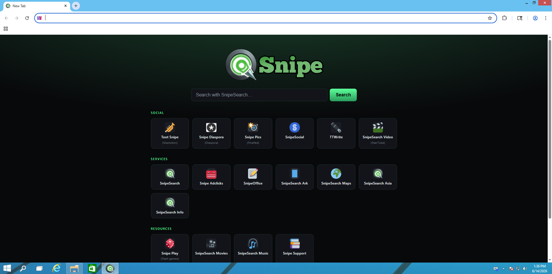 Snipe new tab on Windows 9 Technical Preview